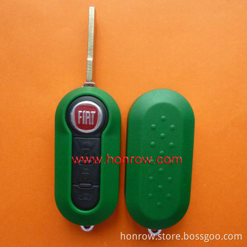 High quality Green Color Fiat 3 button flip remote key case shell blank
